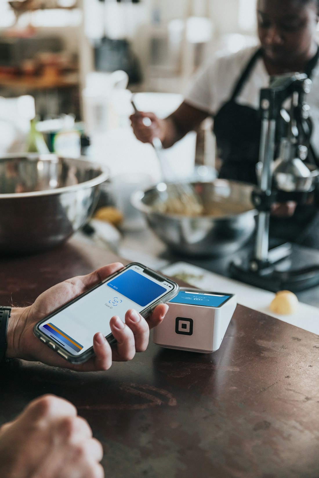 Paying with a phone at a contactless terminal